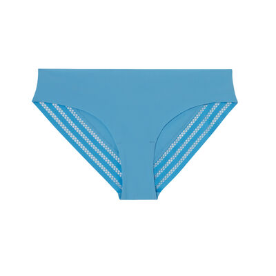 microfibre and graphic lace knickers - blue;