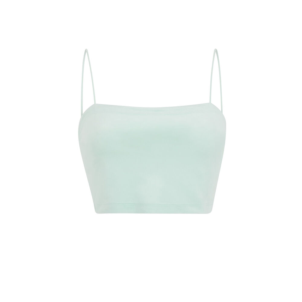 Welurowy crop top - turkusowy turkusowy.