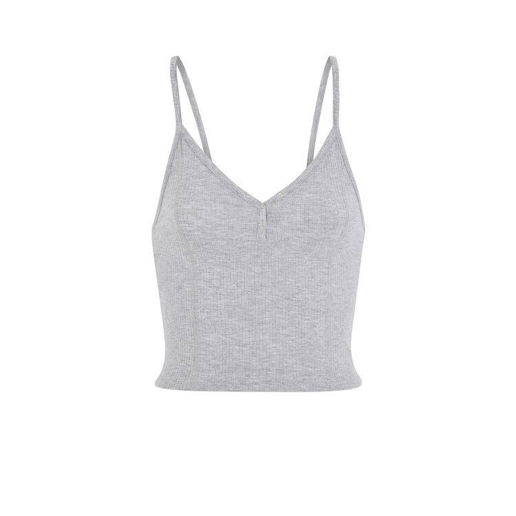 Crop top z zapięciem na zatrzaski petitdebiz jasnoszary.