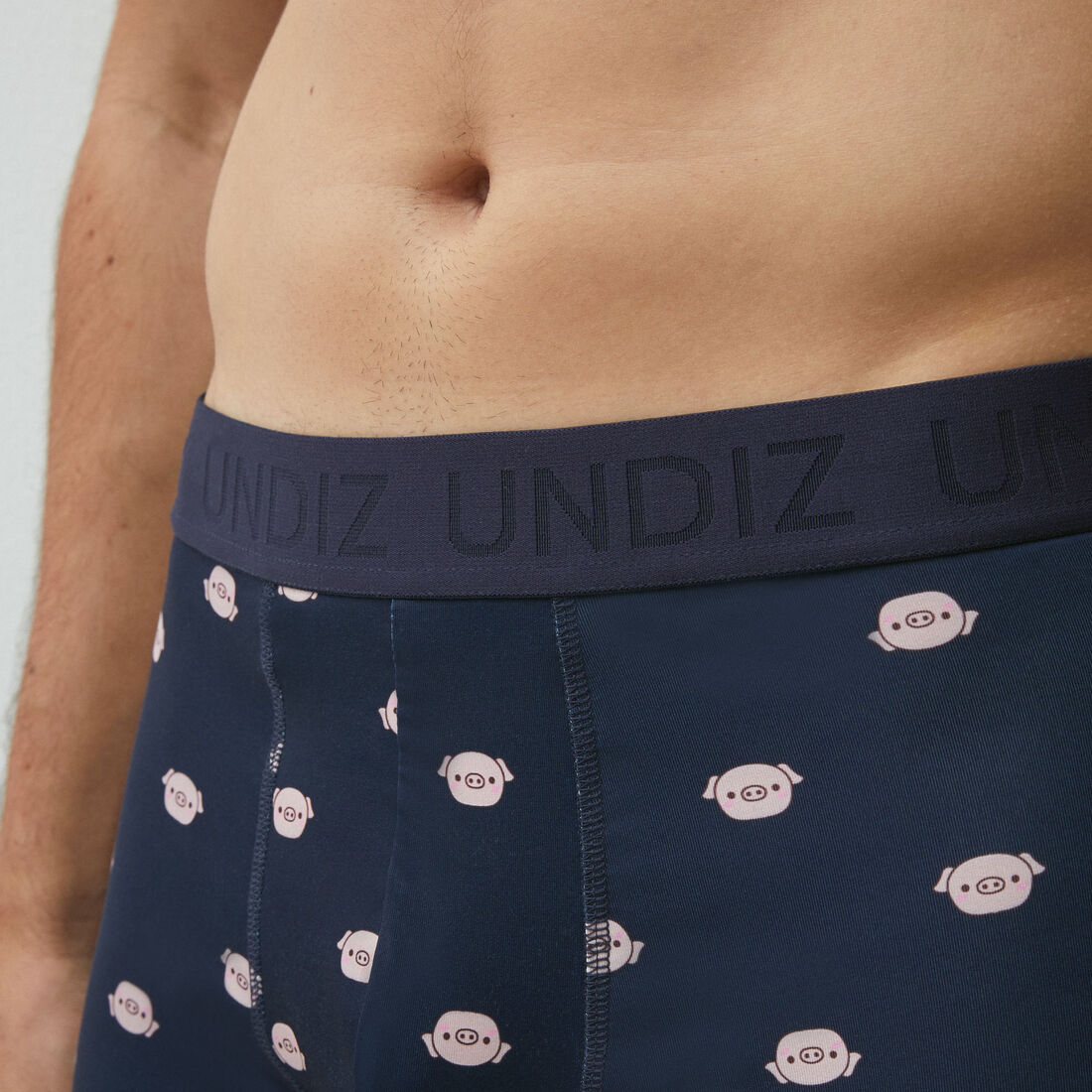 cotton boxer shorts with pig pattern;