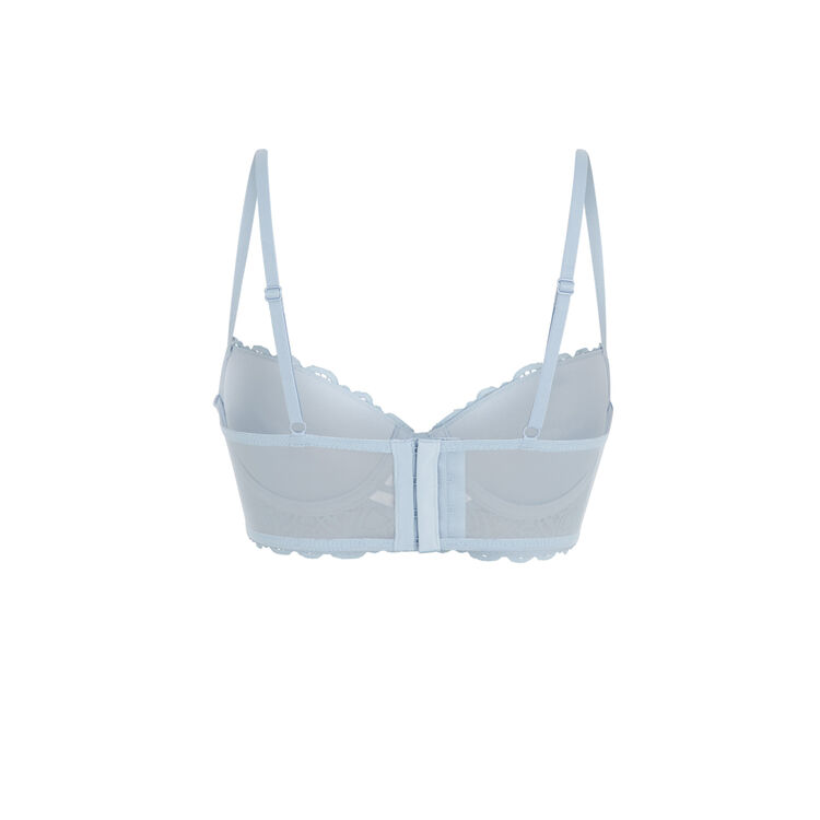Marceliz lace push-up bustier bra and banding. blue grey.