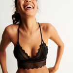 non-wired triangle bra with back detail - black