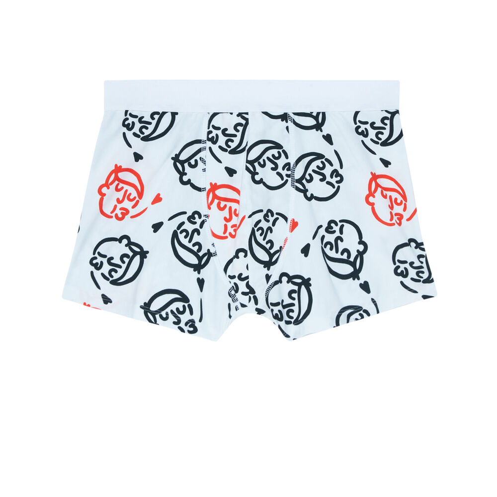 Print boxer - white white.