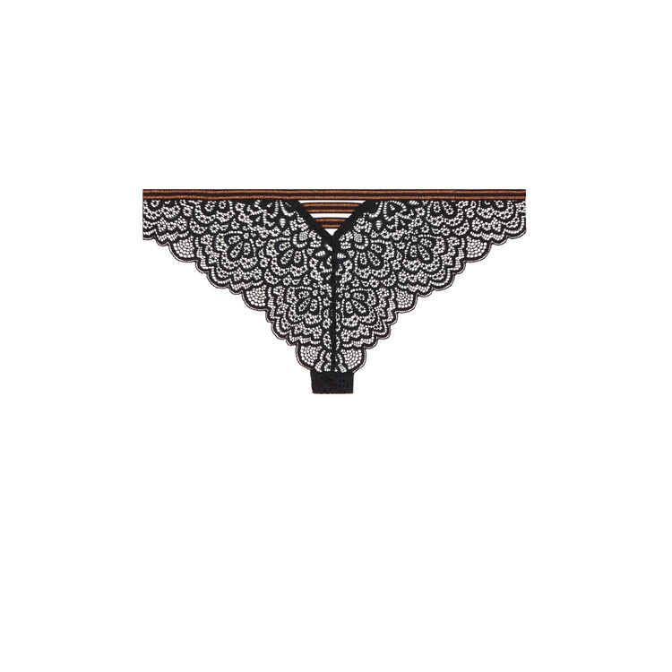Lurexbandiz lace tanga briefs with band detailing black.