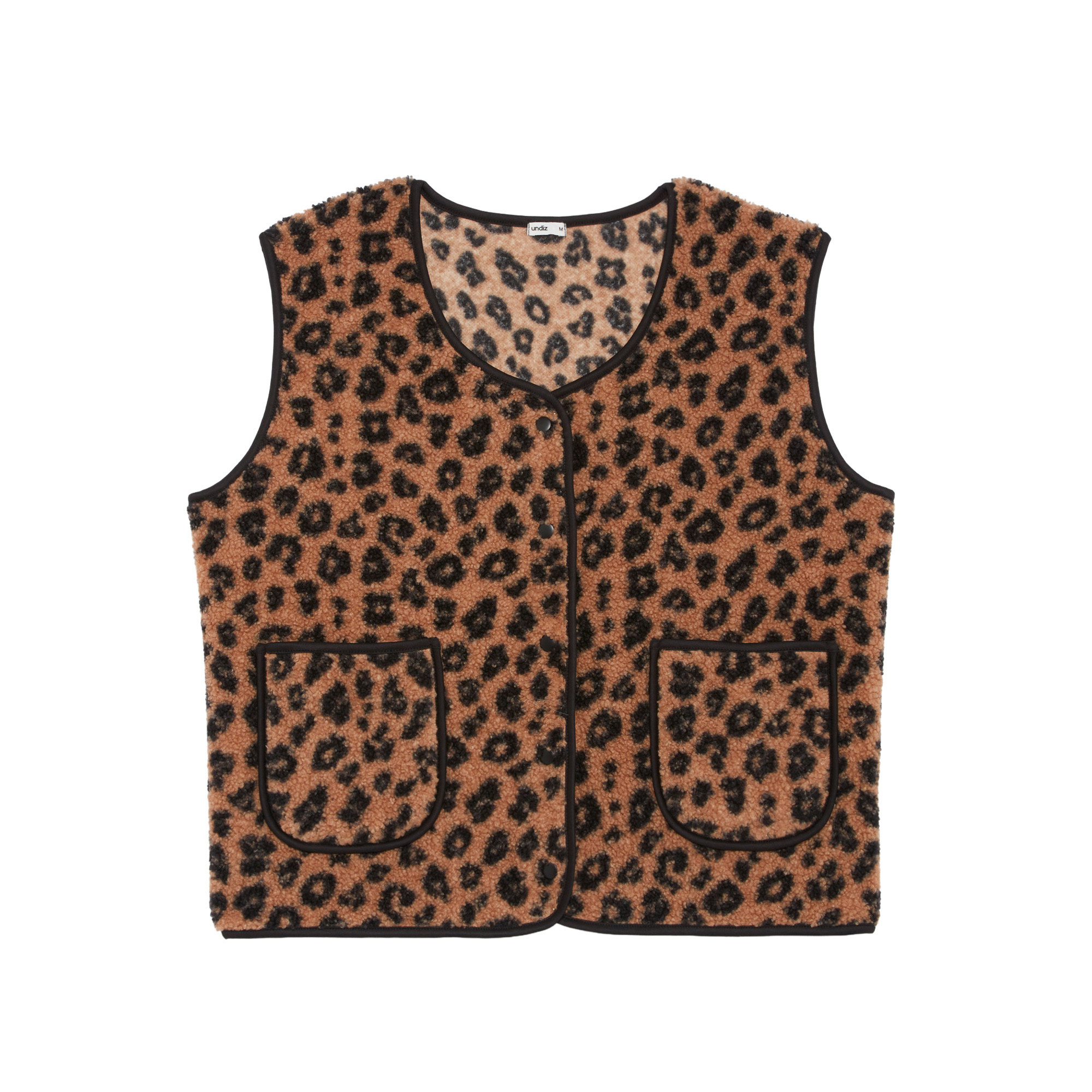 Leopard print sherpa gilet - light brown - Undiz