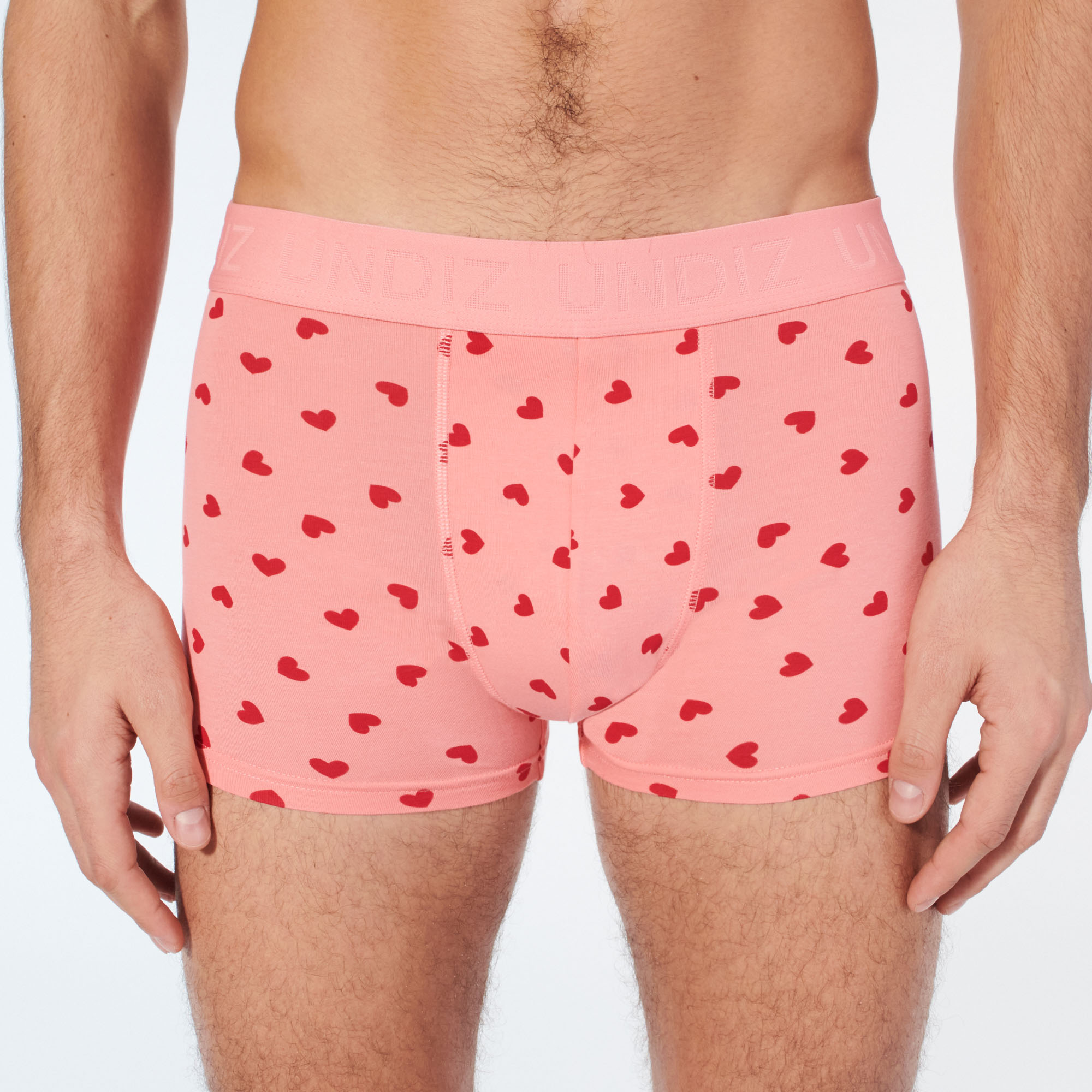 Cotton boxers with heart motifs - pink - Undiz