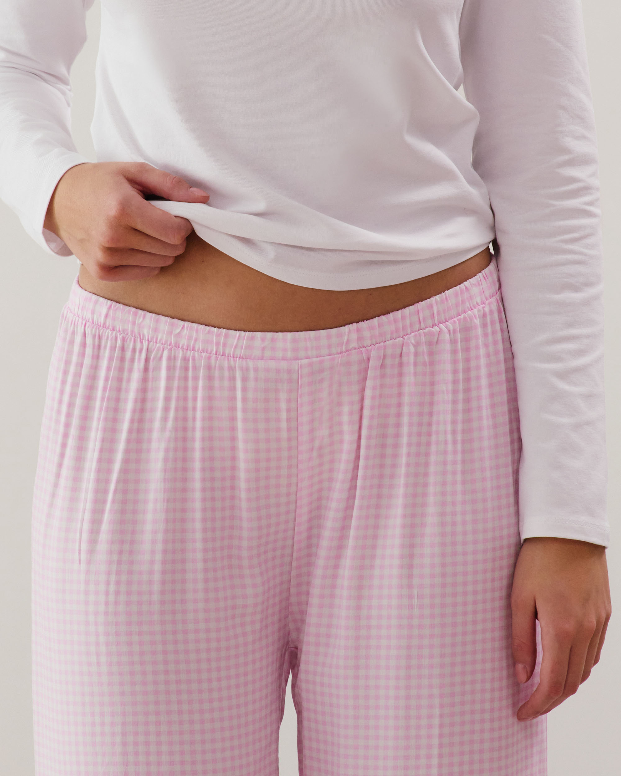 Straight-leg trousers in pink viscose gingham pink Undiz