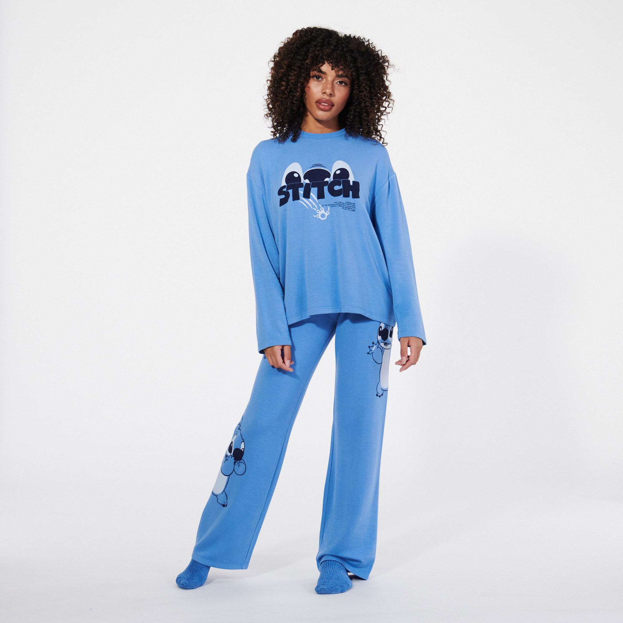 Stitch print pyjama bottoms - blue - Undiz