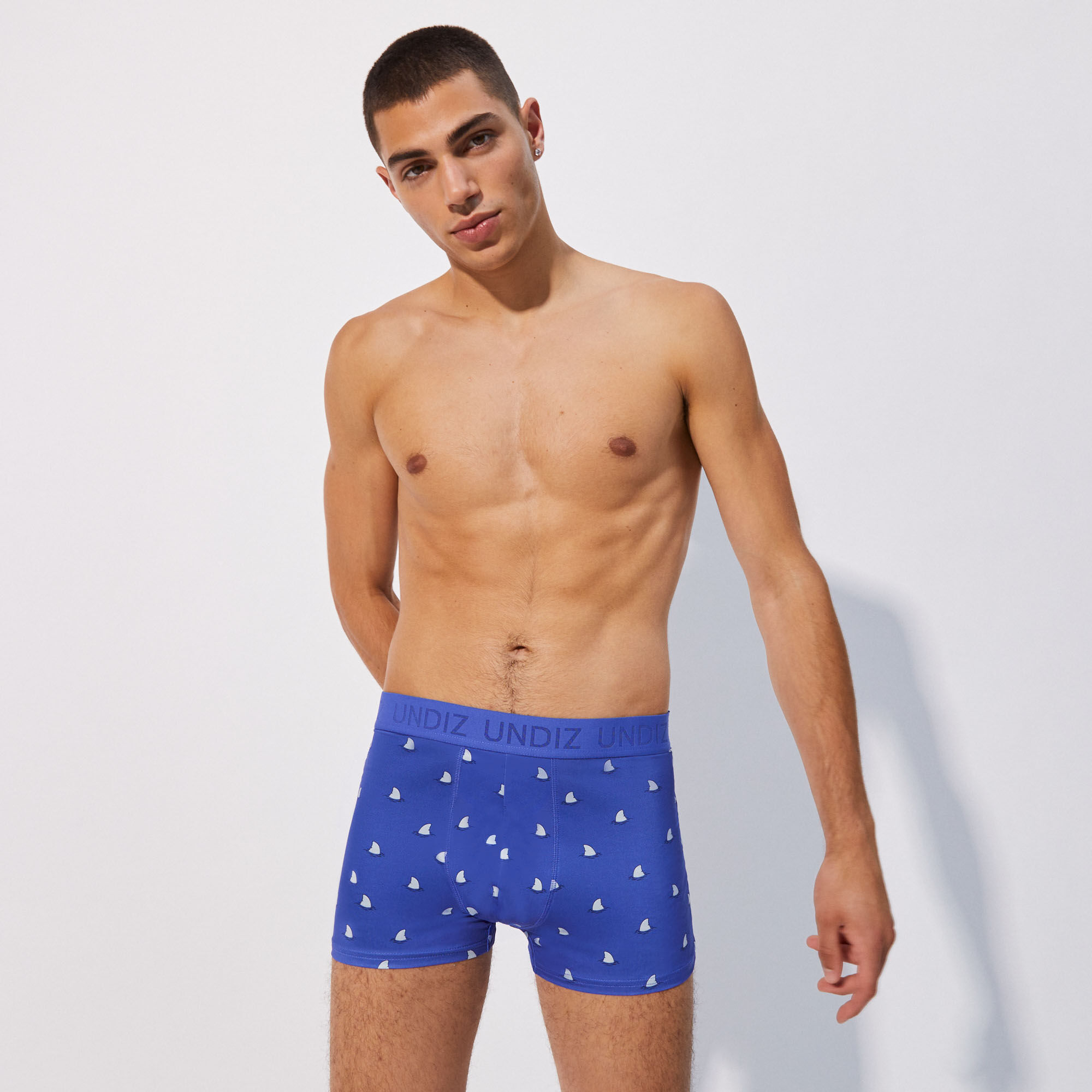 Microfibre shark fin boxer shorts navy blue Undiz