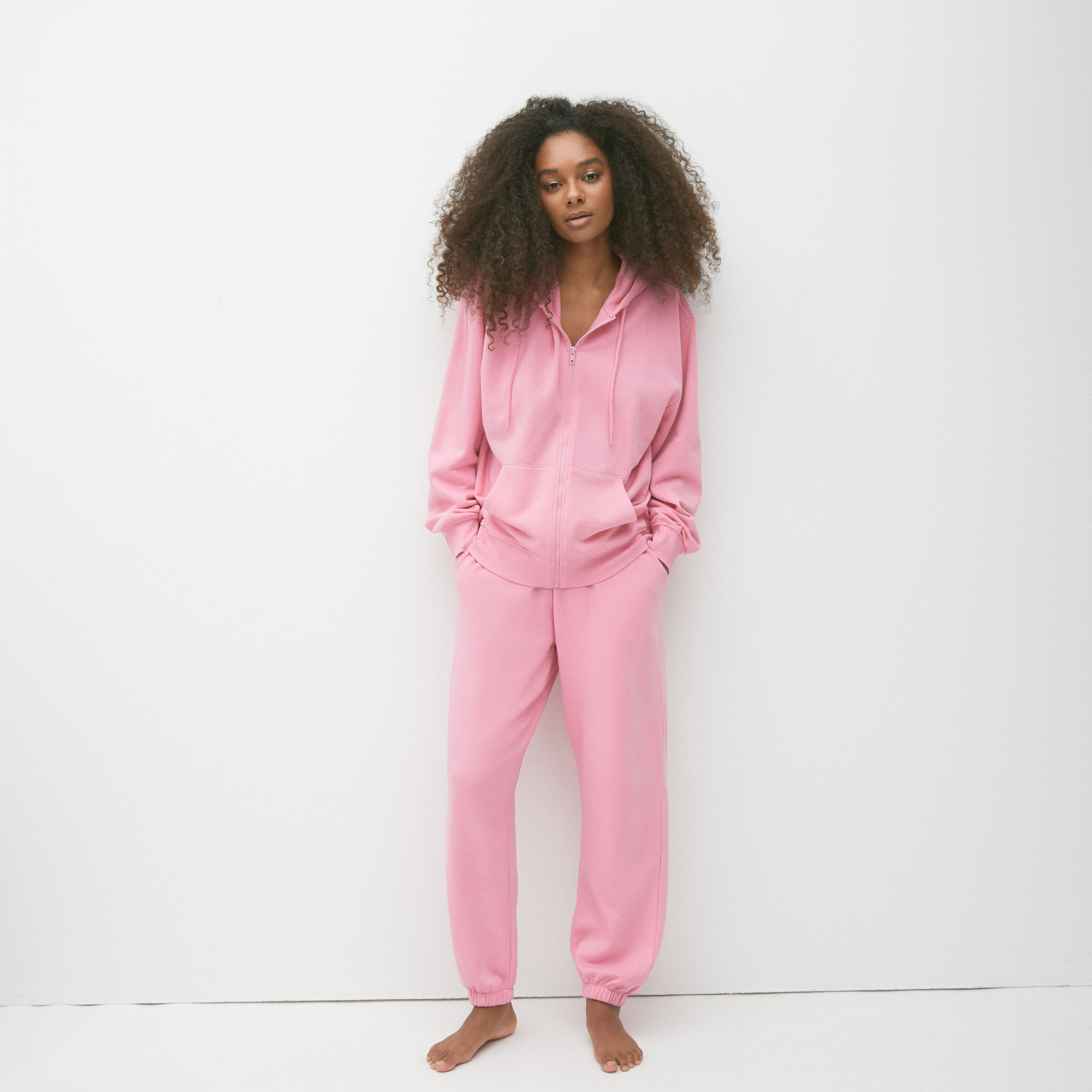 chemise de pyjama à manches longues en satin - rose clair - Undiz
