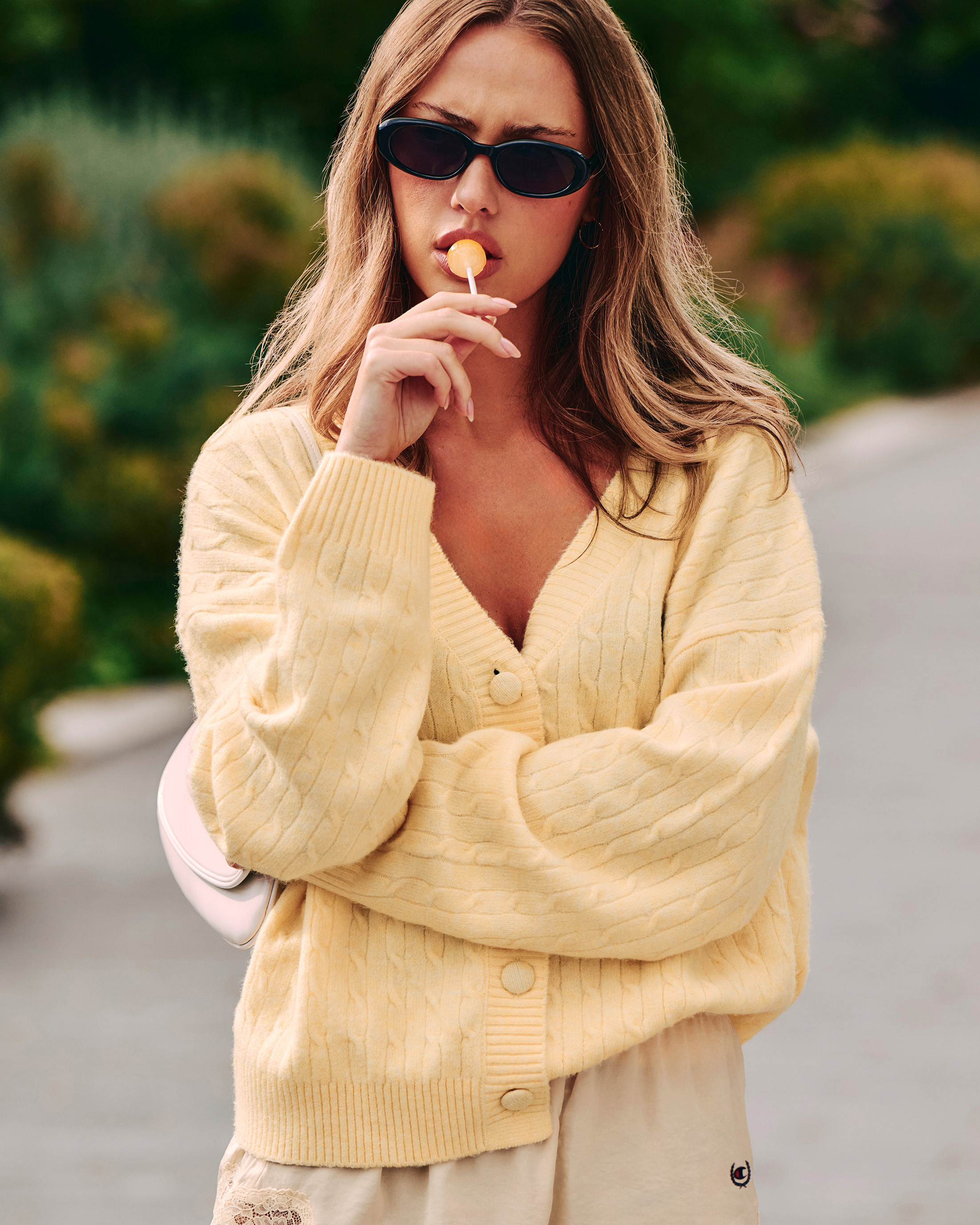 Champion twisted knit cardigan - Yellow - Undiz