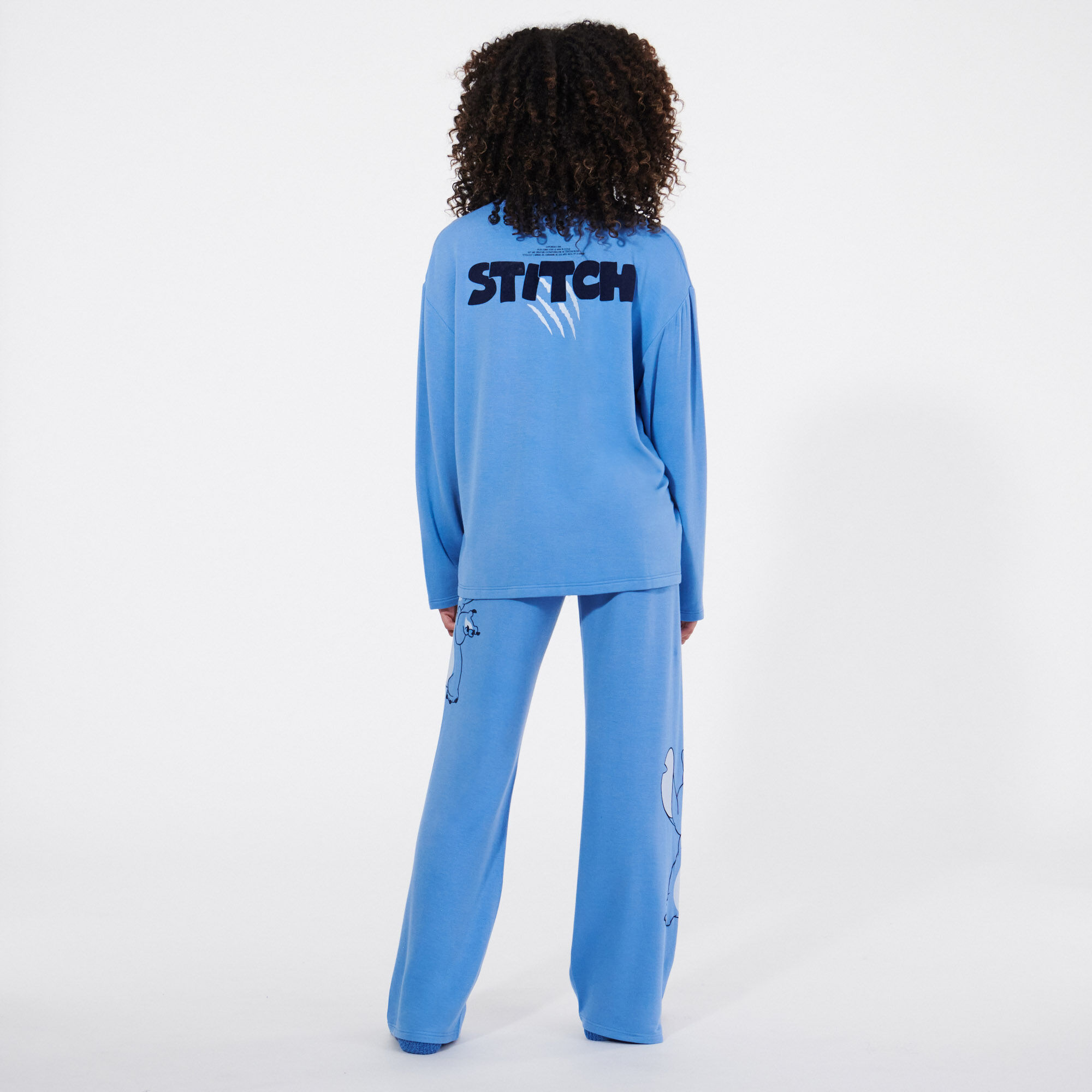 ensemble pantalon et tee-shirt imprimé stitch - bleu marine - Undiz