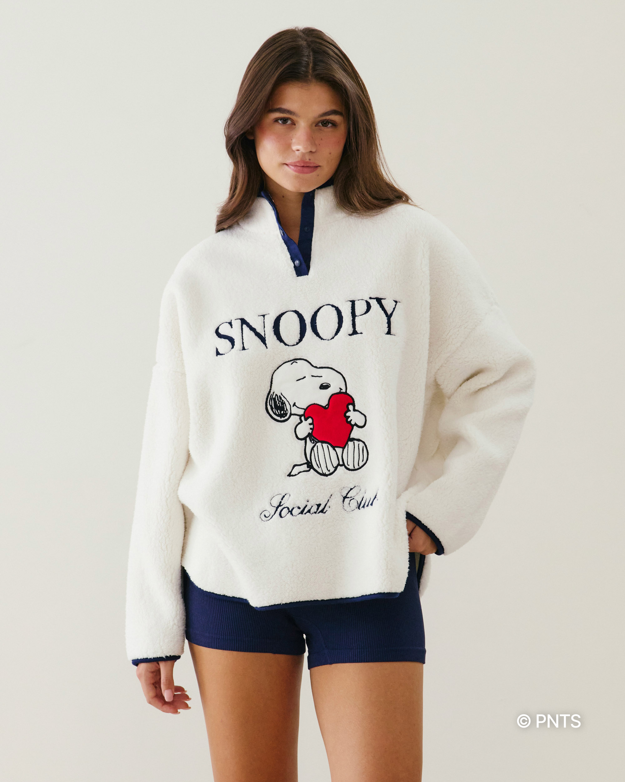 スヌーピー Snoopy sherpa sweatshirt - ecru - Undiz