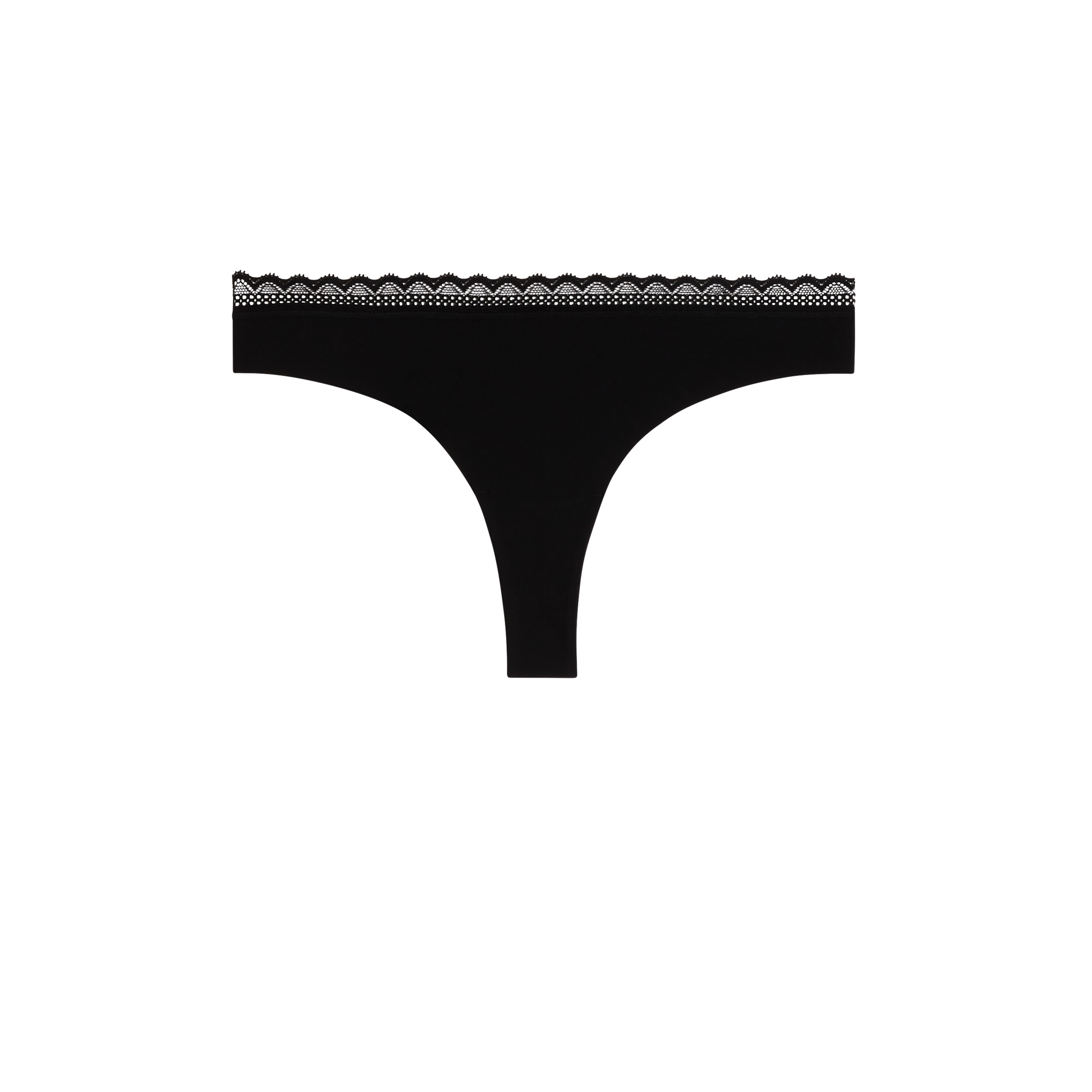 Elastic-edge lace tanga - black - Undiz