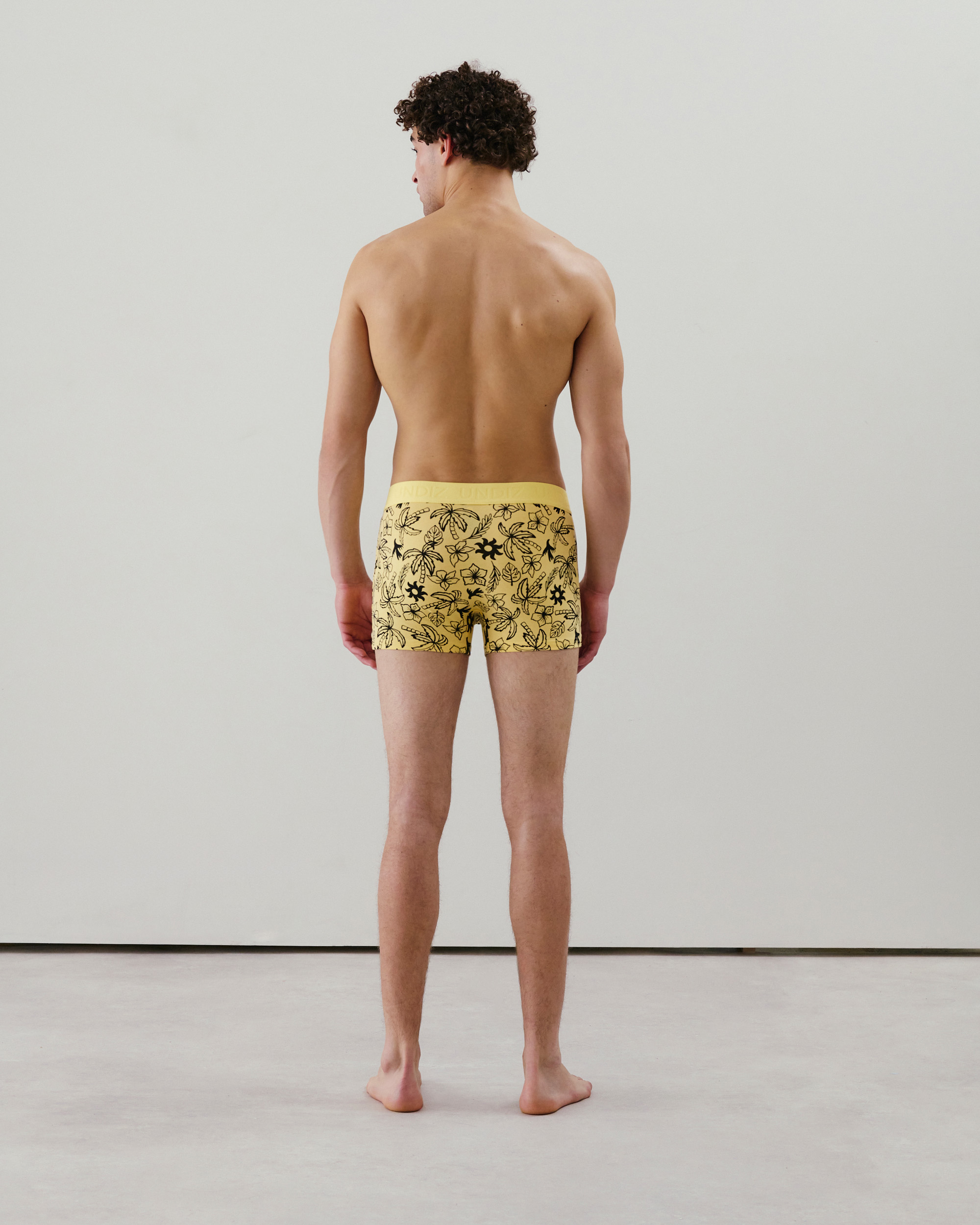 Cotton boxer shorts with pattern - yellow - Undiz