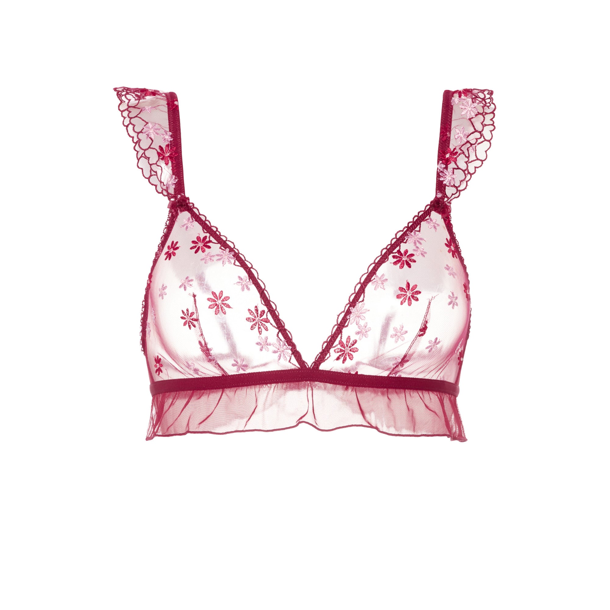 Soutien-gorge Miriale Couleur Kaki à Fleurs Rouges - Taille 85B 90A 95B 100B 100C 100D 105D - Neuf Sans étiquette