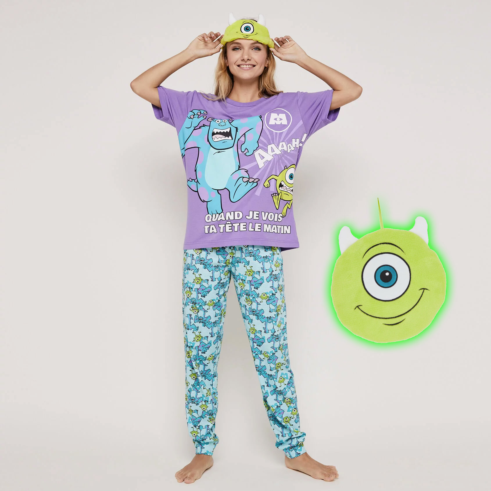 Piżama dwuczęściowa top + spodnie z nadrukiem Potwory i Sp&oacute;łka mycrewiz;