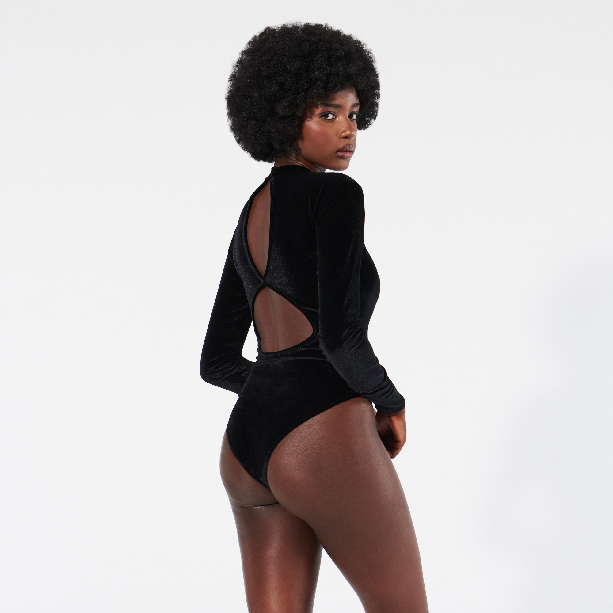 Velvet bodysuit - black - Undiz