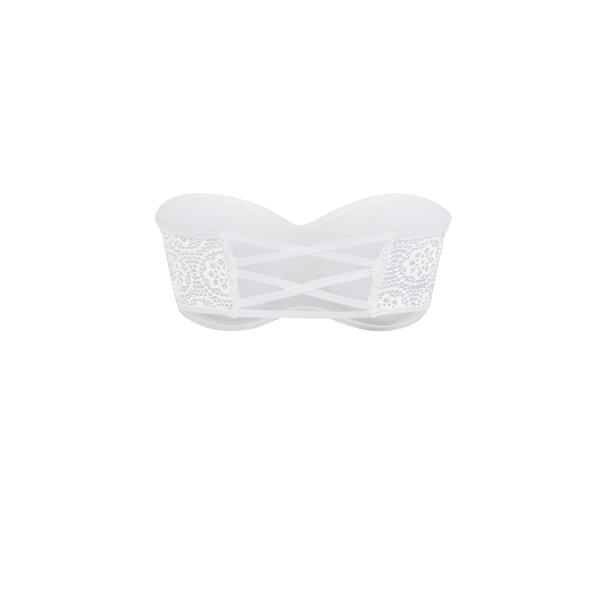 Lace bandeau bra with ties - white - Undiz