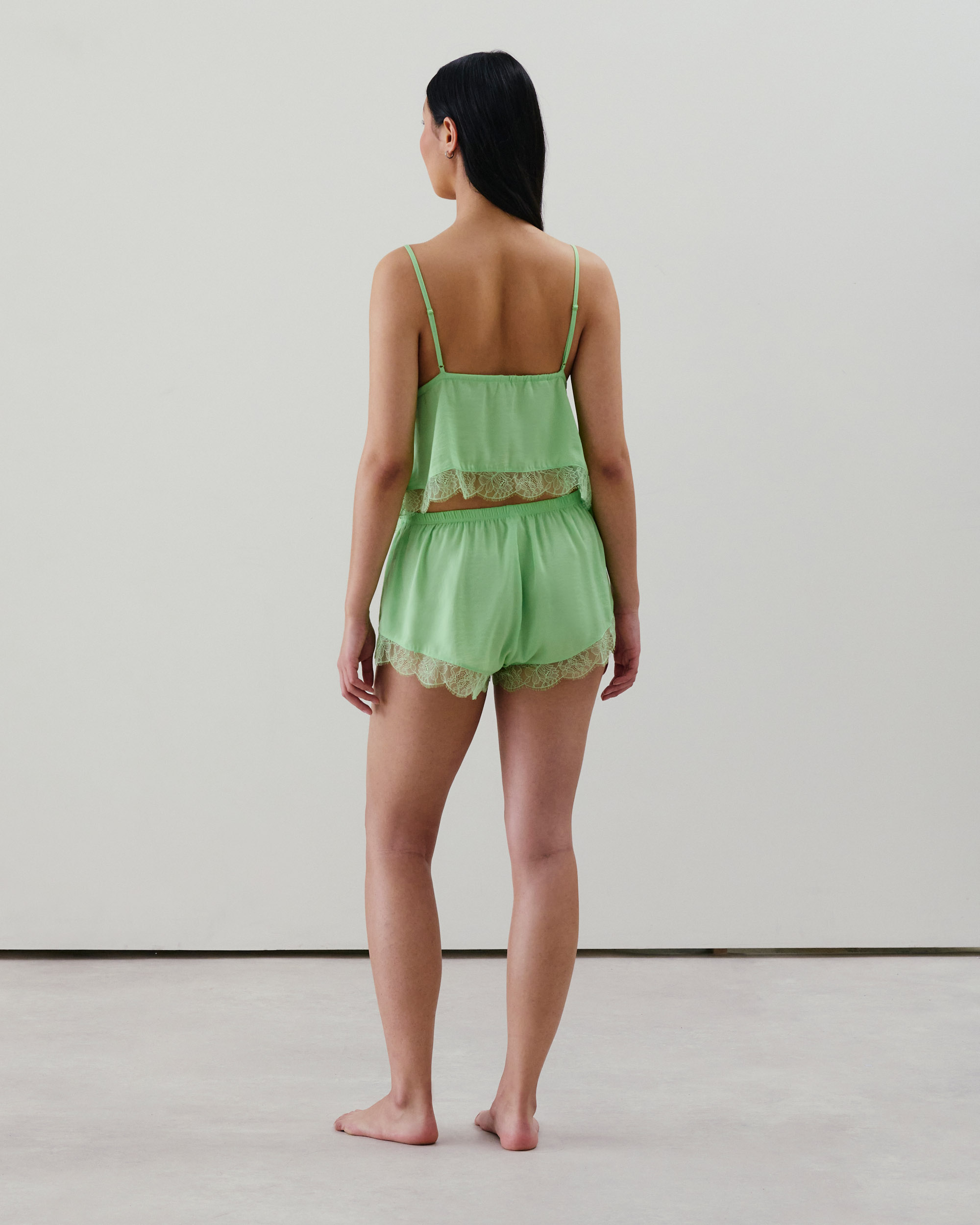 Satin and lace camisole - light green - Undiz