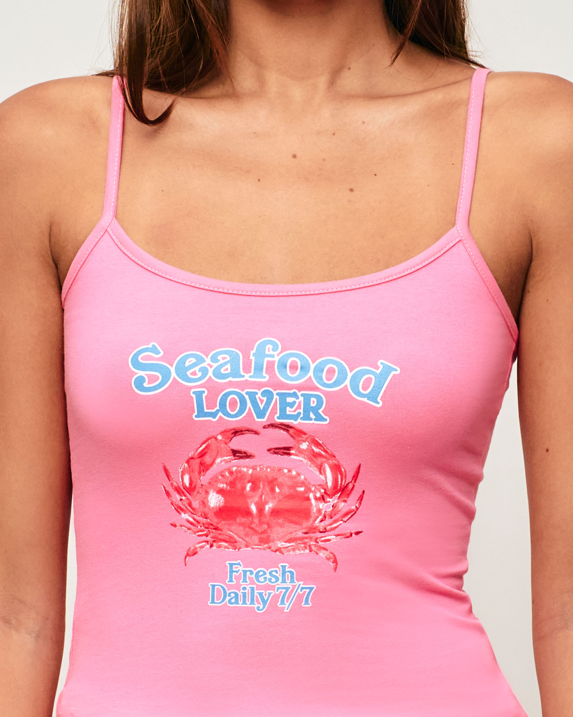 Crab print tank top - Rose - Undiz