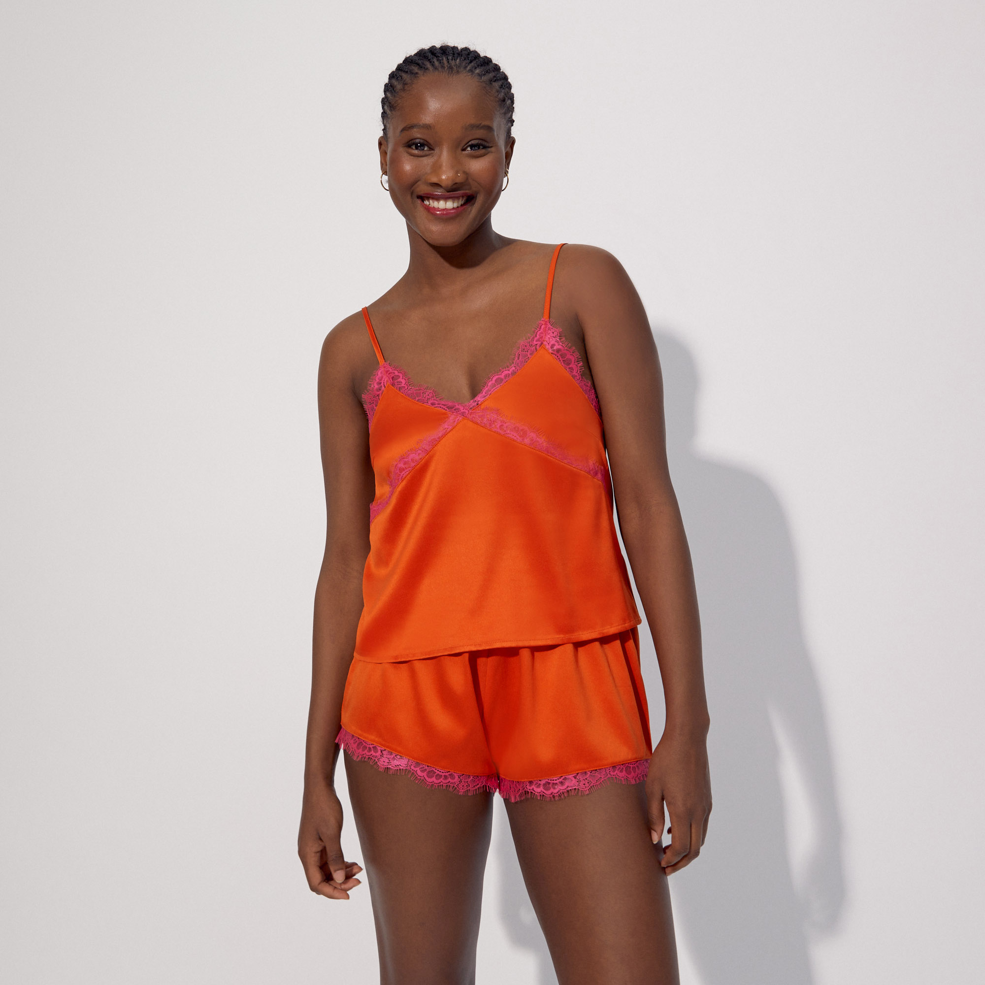 Orange Satin Shorts Set – Trice Boutique