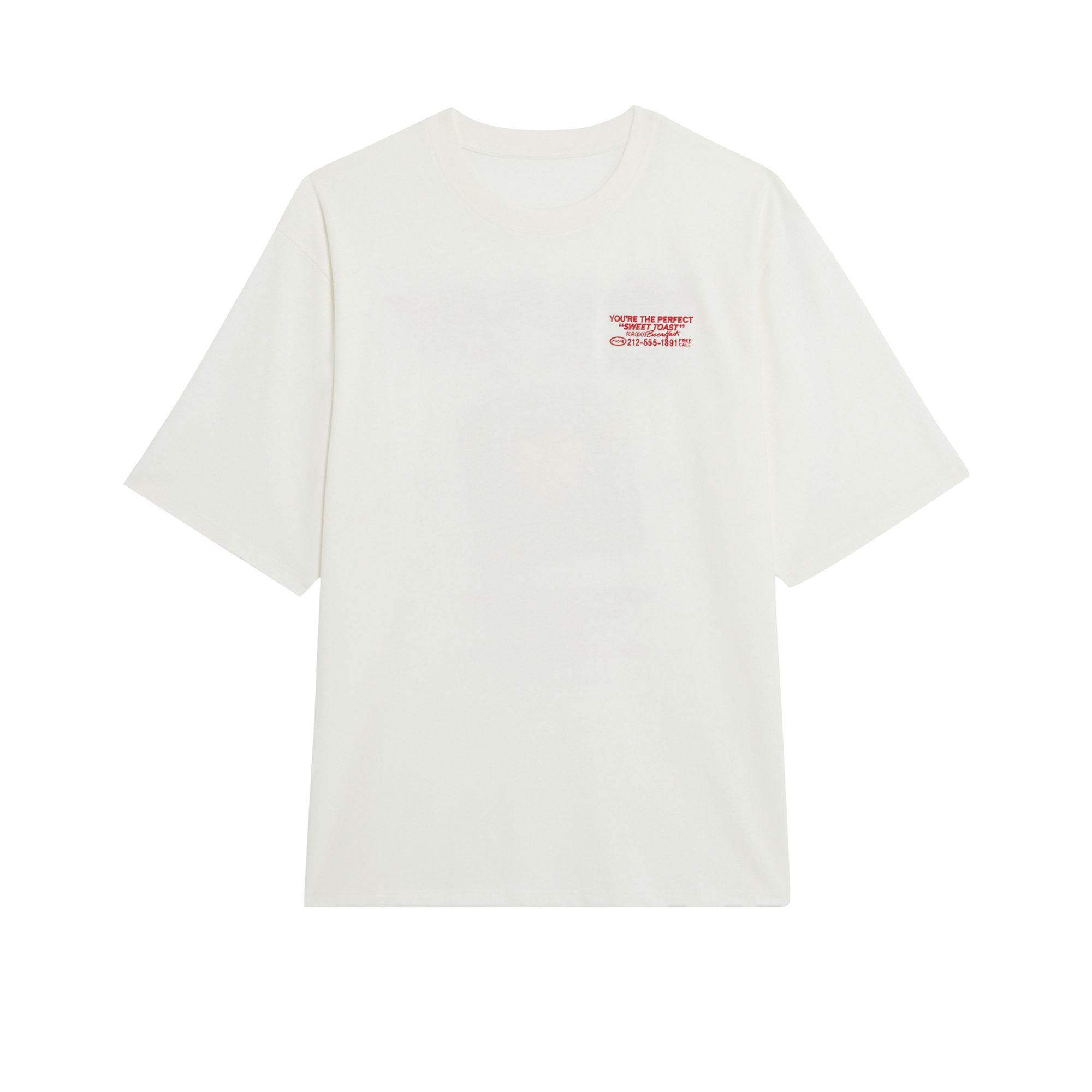 Oversized cotton T-shirt with embroidered motifs and messages